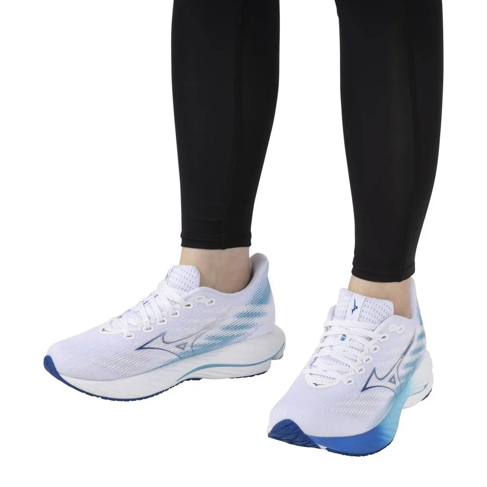 Womens Mizuno Wave Rider 28 Running Shoes - White/River Blue