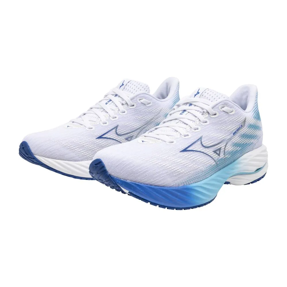 Womens Mizuno Wave Rider 28 Running Shoes - White/River Blue