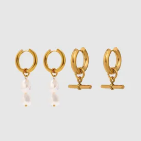 Pearl Hoops Earring Set