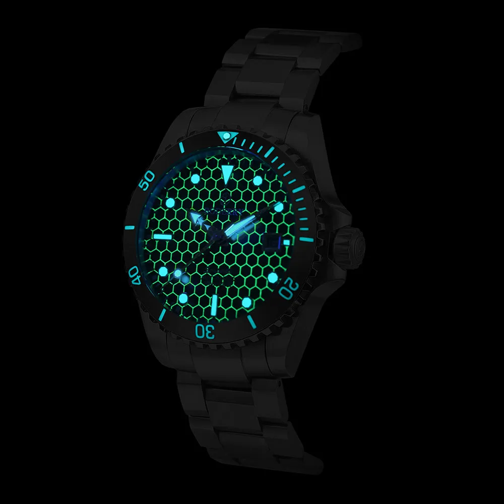 SEATURTLE.OCEAN(TITANIUM) - Automatic Titanium Diver Watch | Black/Ti-bracelet