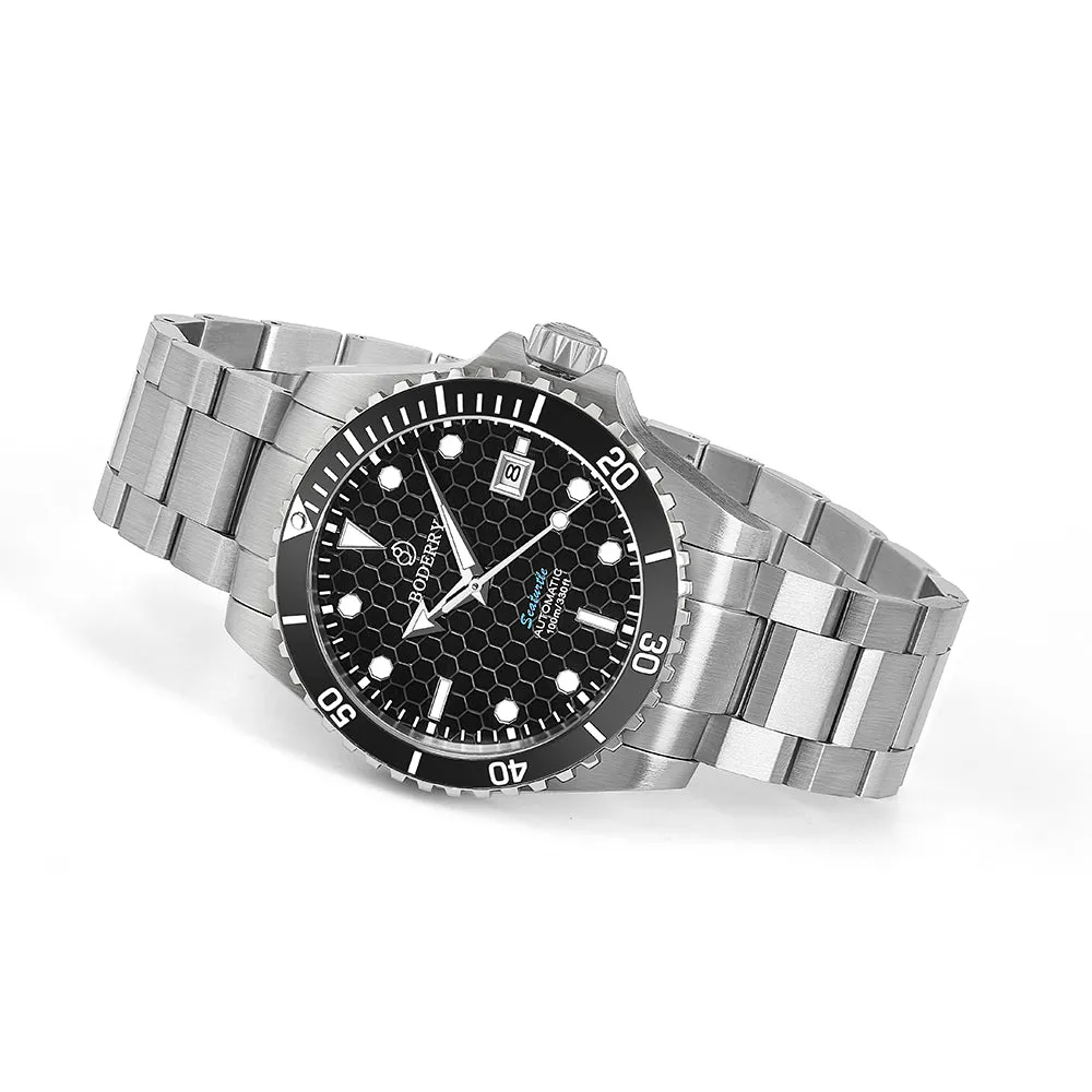 SEATURTLE.OCEAN(TITANIUM) - Automatic Titanium Diver Watch | Black/Ti-bracelet