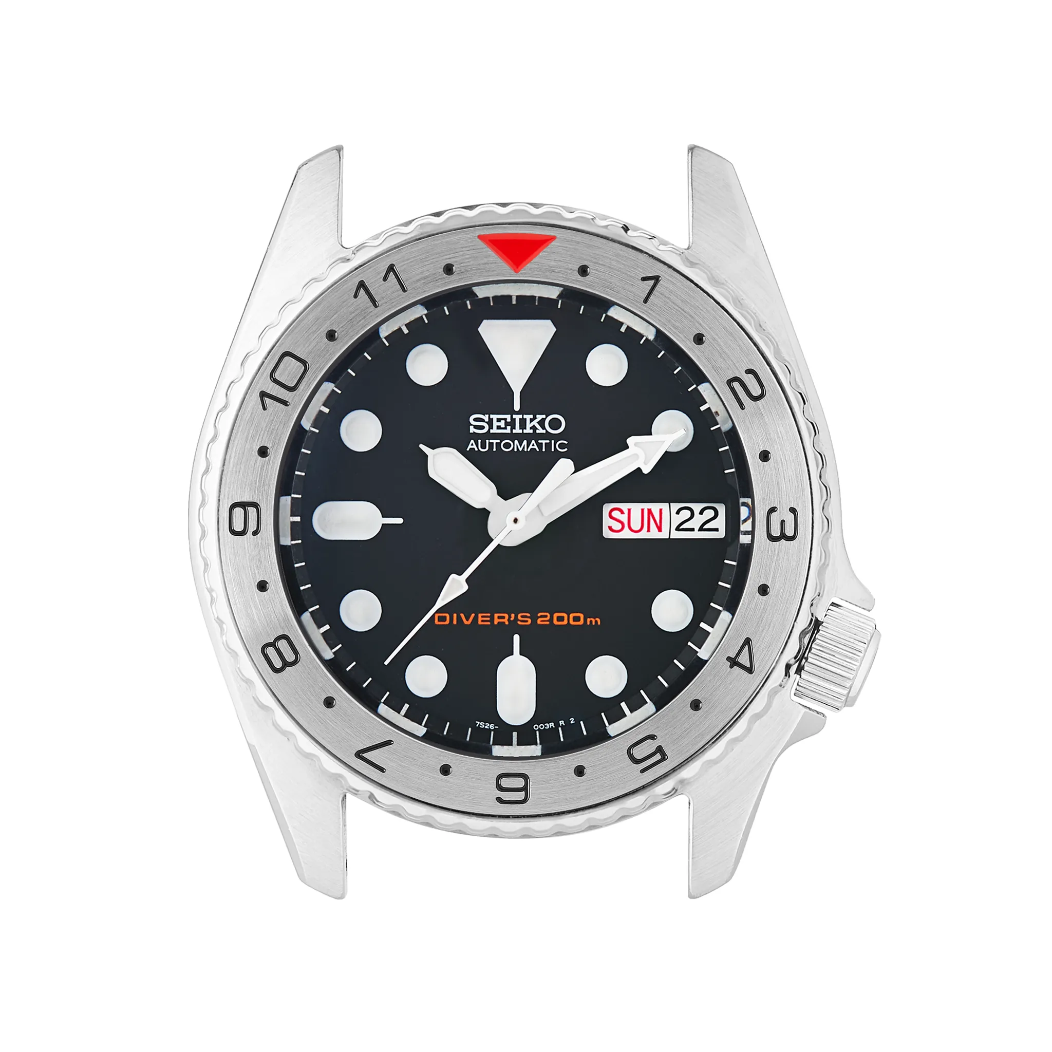 SKX013 Steel Bezel Insert: Dual Time Style Red