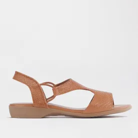 Slingback T-Bar Flat Sandal in Tan Multi - 12104