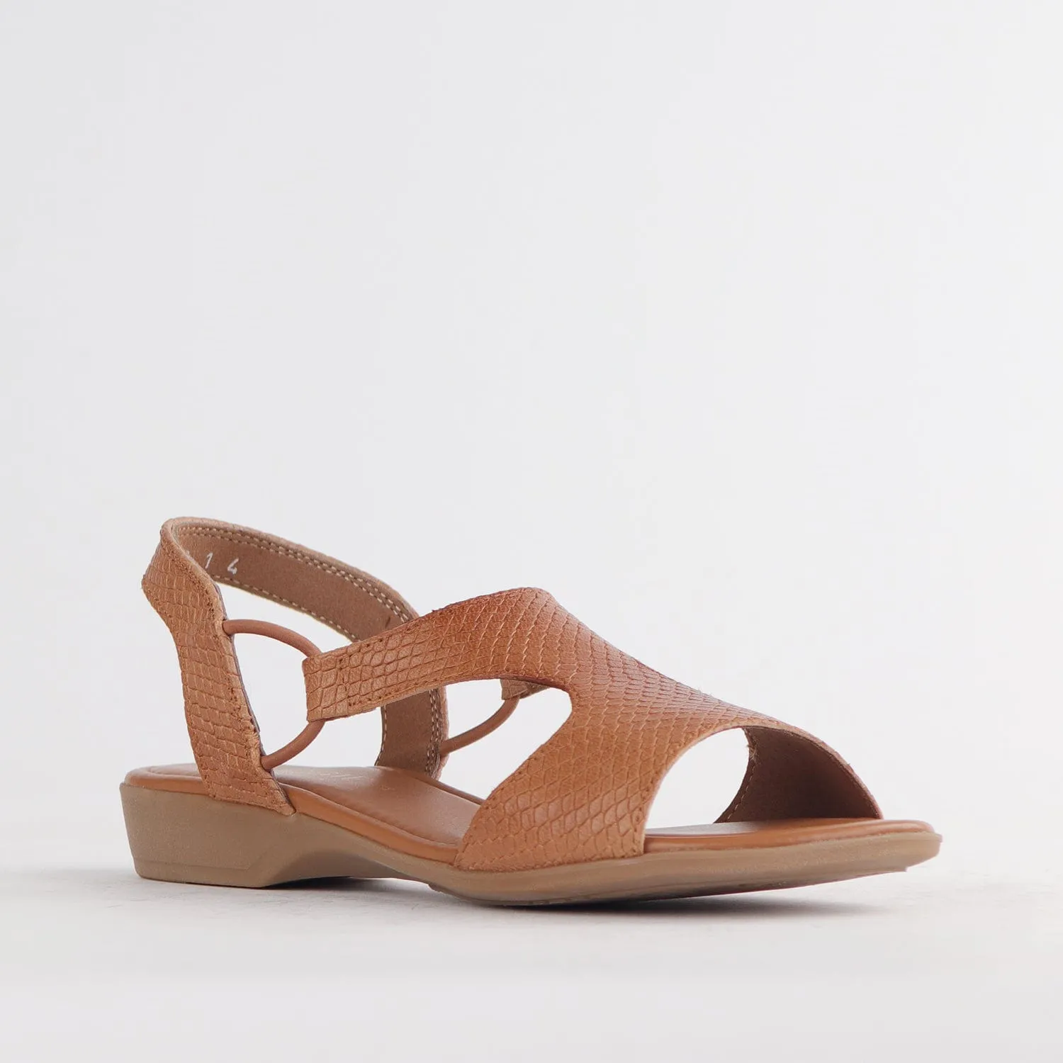 Slingback T-Bar Flat Sandal in Tan Multi - 12104