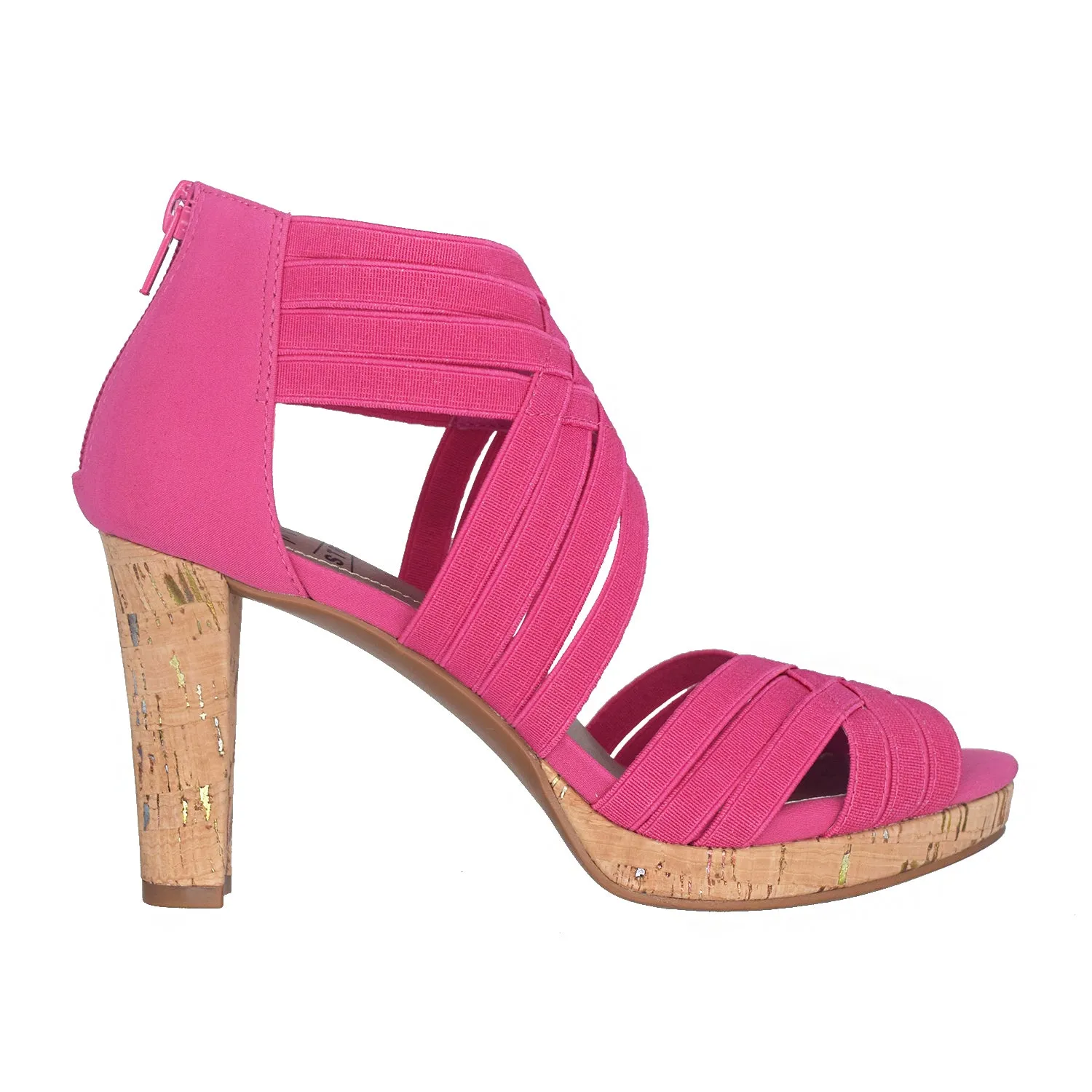 Tauna Stretch Elastic Platform Dress Sandal with Memory Foam