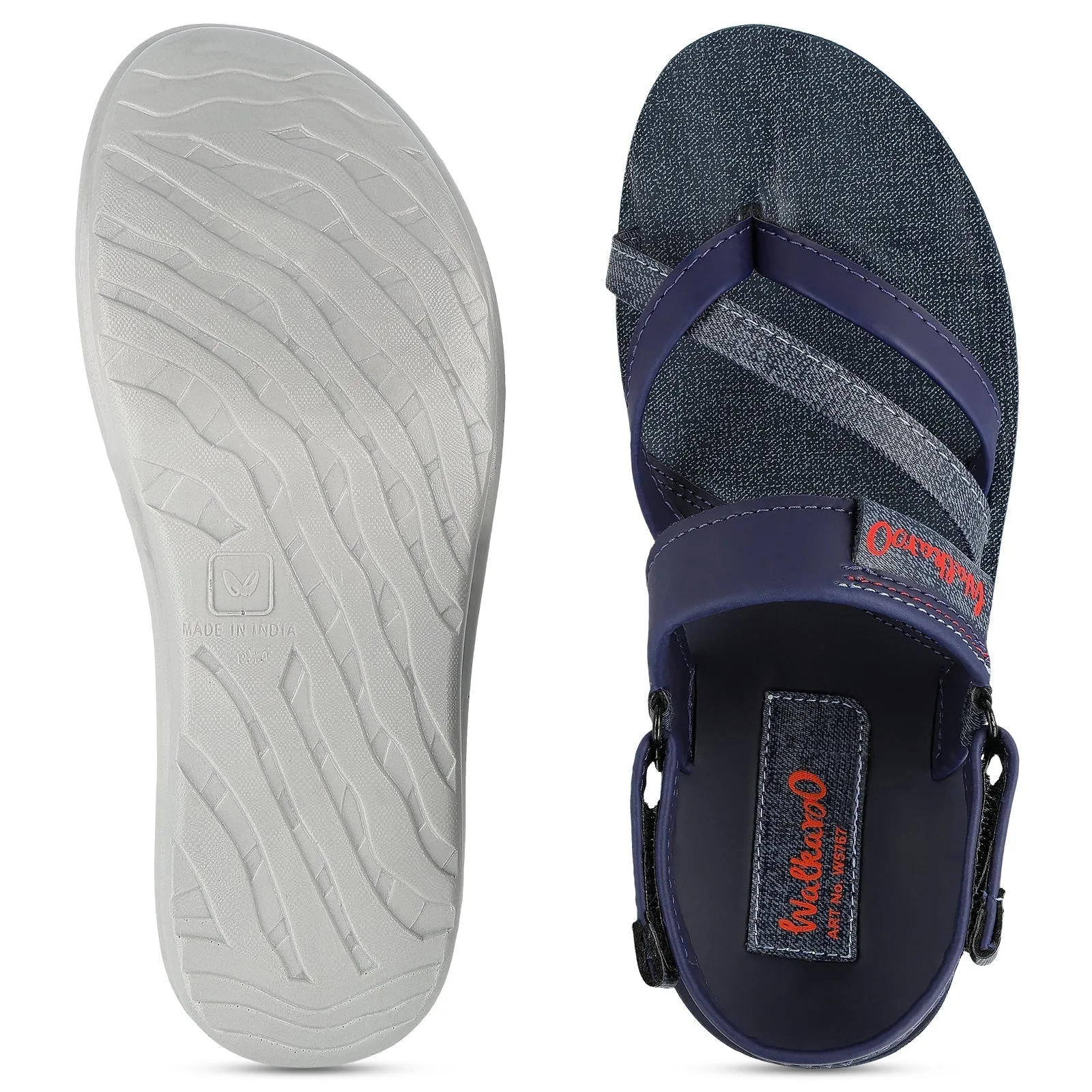 Walkaroo Boys Strappy Slide Sandals  - W5767 Blue Grey