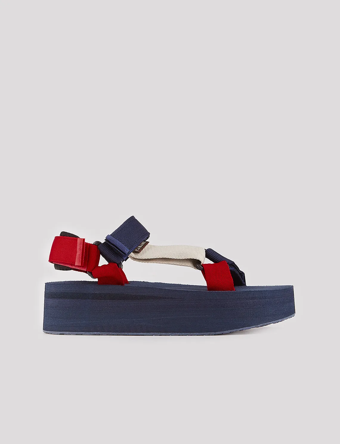 Women Navy Blue Hook and Loop Wedge Sandals