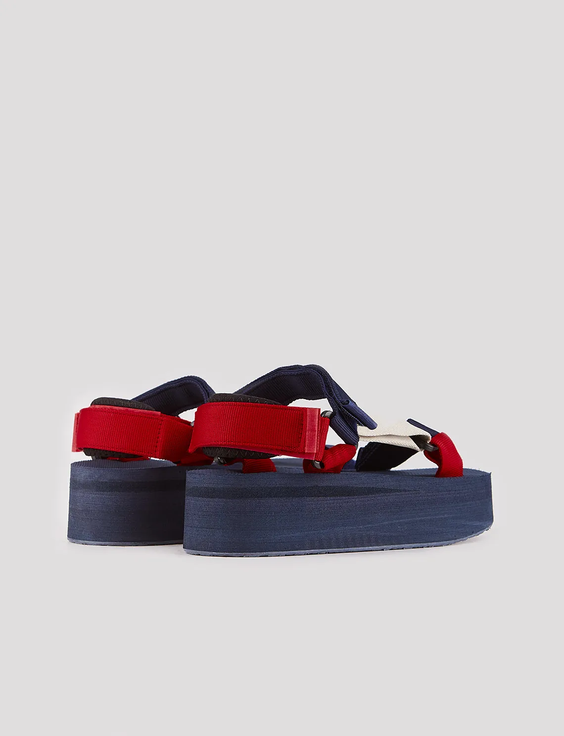 Women Navy Blue Hook and Loop Wedge Sandals